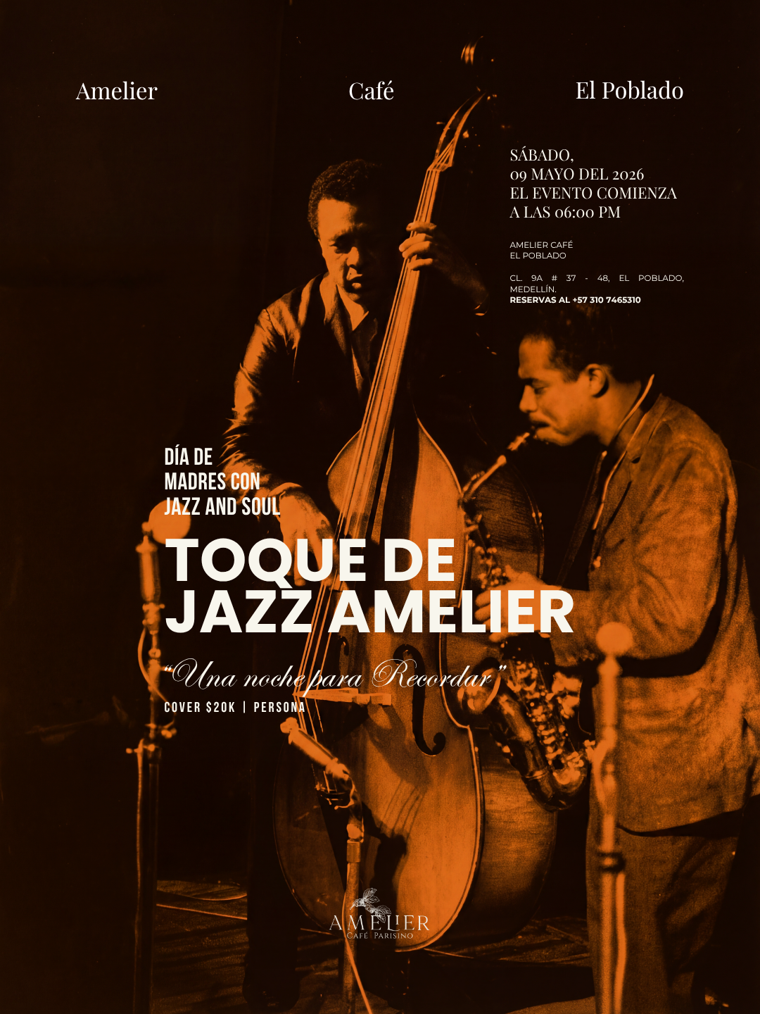 Carátula Toque de Jazz Amelier — Día de Madres, mayo 2026, evento finalizado