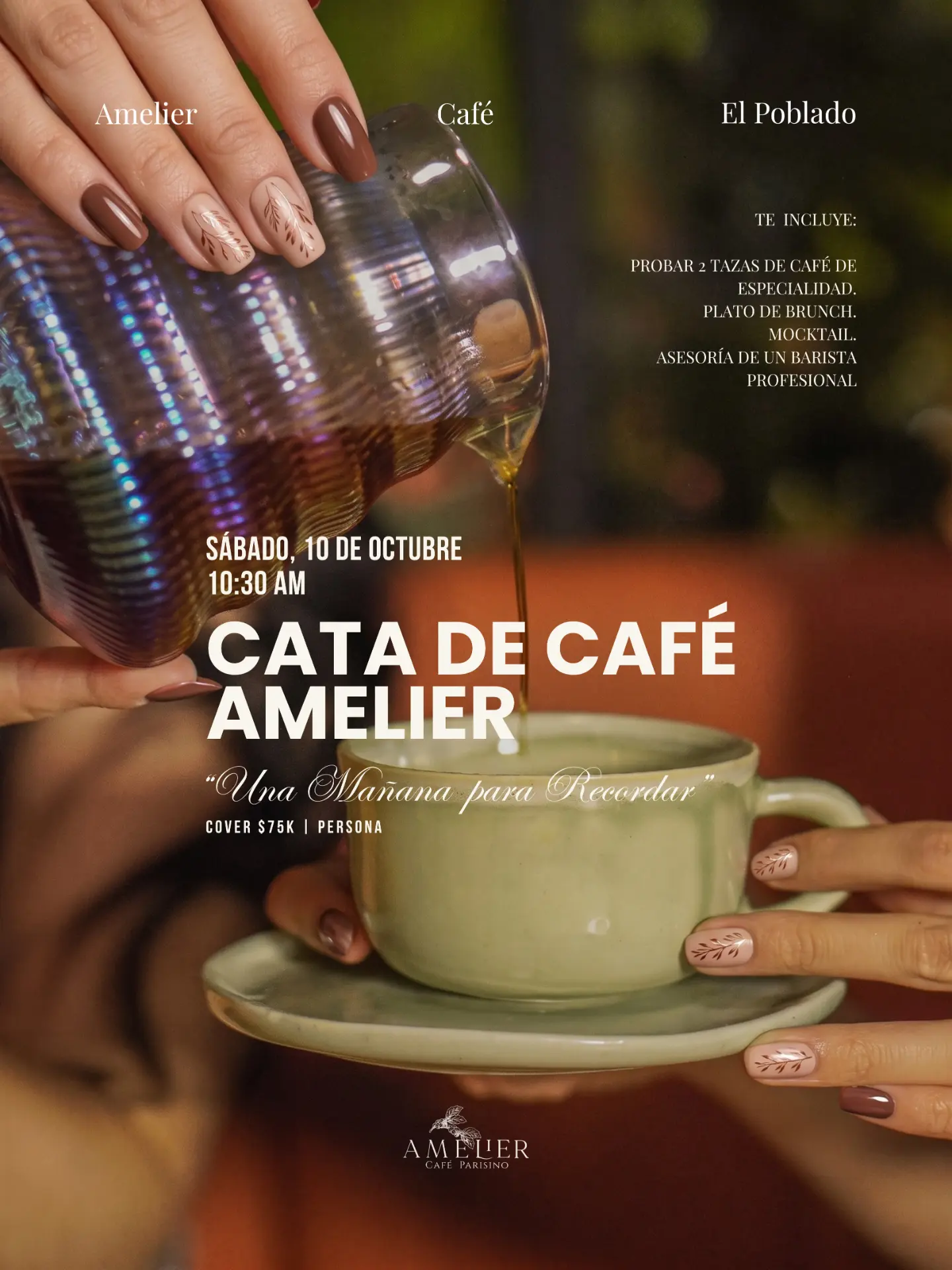 Carátula Cata de Café Amelier — sábado 10 de octubre, 10:30 a. m., sede El Poblado