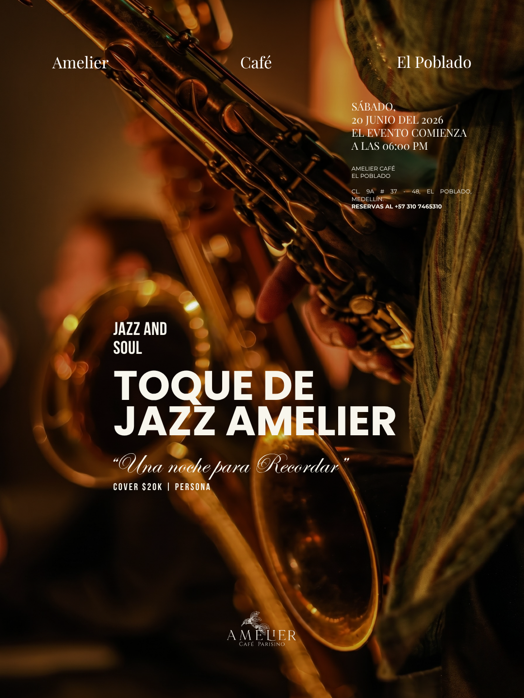 Carátula Noche de Jazz en Amelier Café — evento finalizado